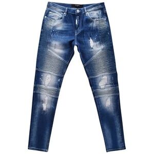 Represent Clo. Distressed Painted Biker Jeans